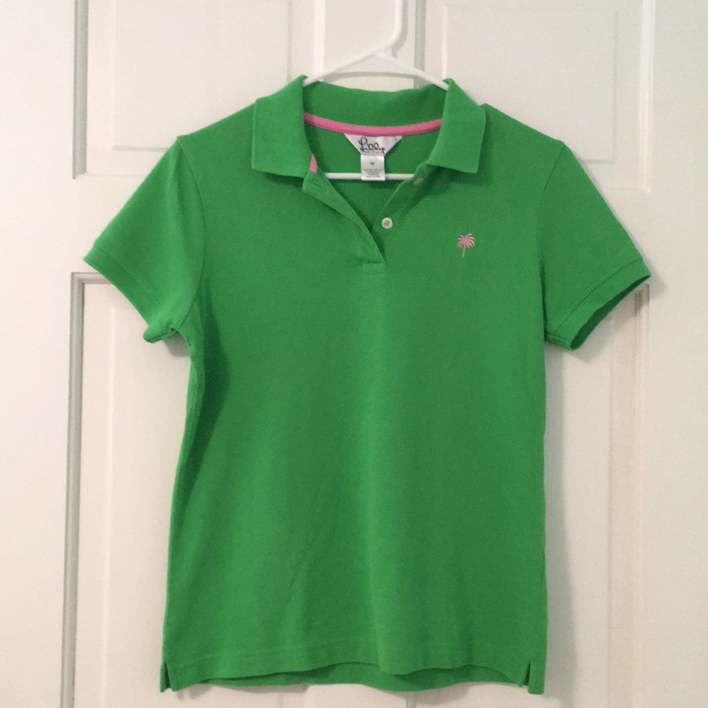 Lilli Pulitzer Green Polo Knit Top Size M